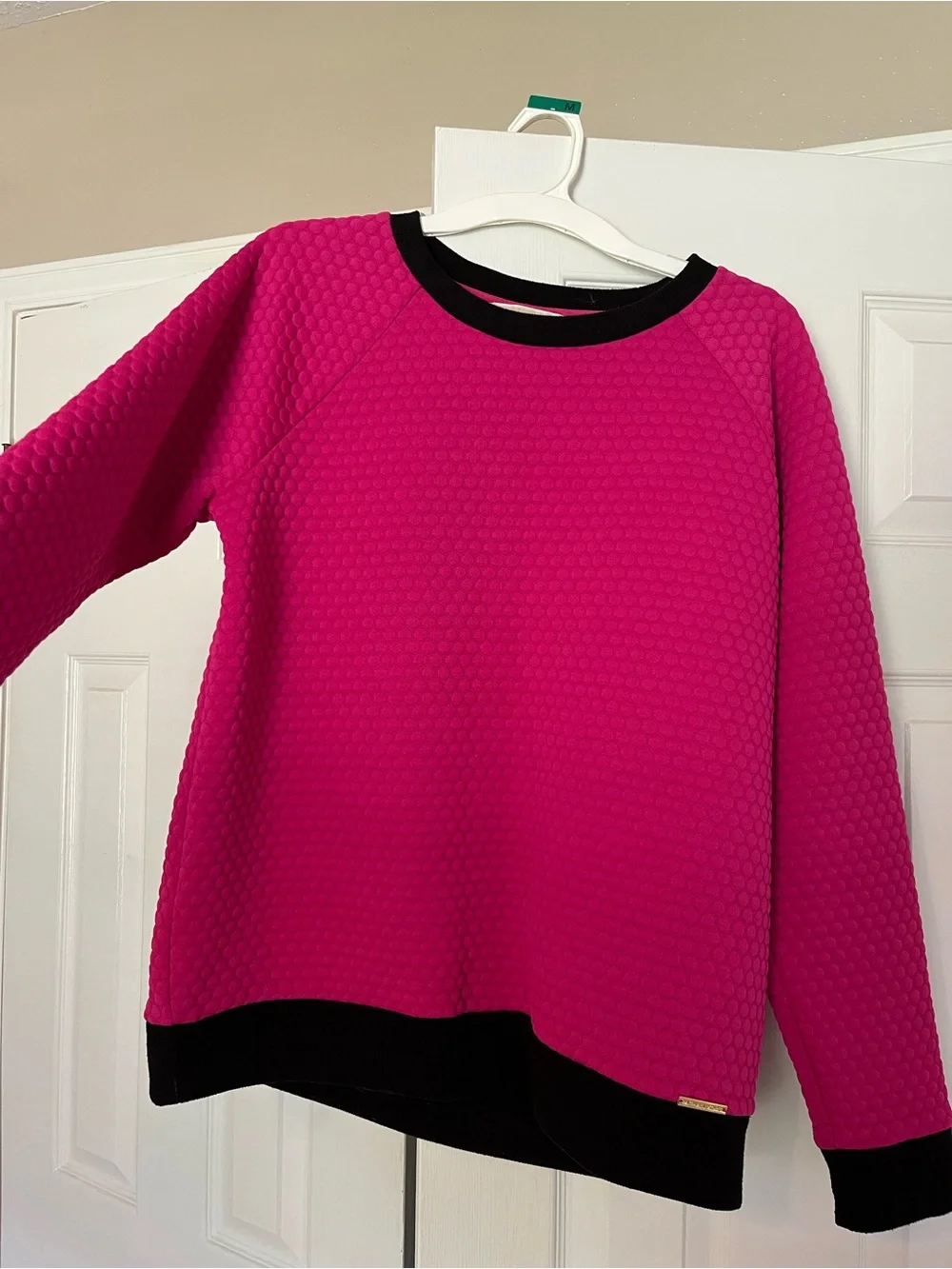 Michael Kors Hot Pink Quilted Sweatshirt with Black Trim